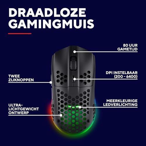 Trust Gaming GXT 929 Helox Ultralichte Draadloze Gaming Muis 75g, Batterijduur 80h, 2.4 GHz Micro-USB, Aanpasbare DPI 800-4800, LED Oplaadbare Gaming Mouse voor PC Computer Laptop - Zwart - Afbeelding 3