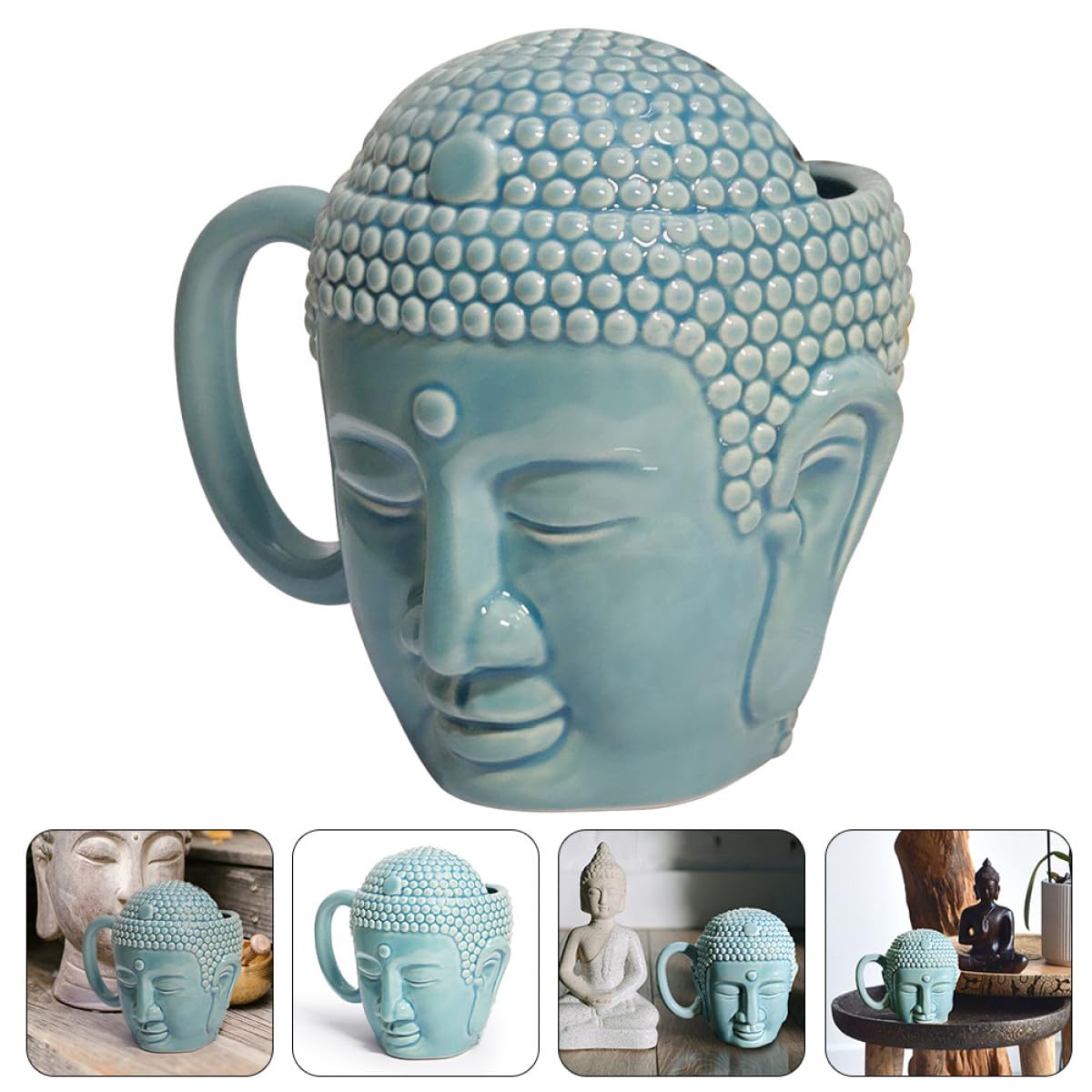 Tasse à Café en Céramique Bouddha 450Ml avec Anse Ergonomique Mug Créatif pour Boire Café et Thé Tasse en Céramique Antidérapante Maison et Bureau