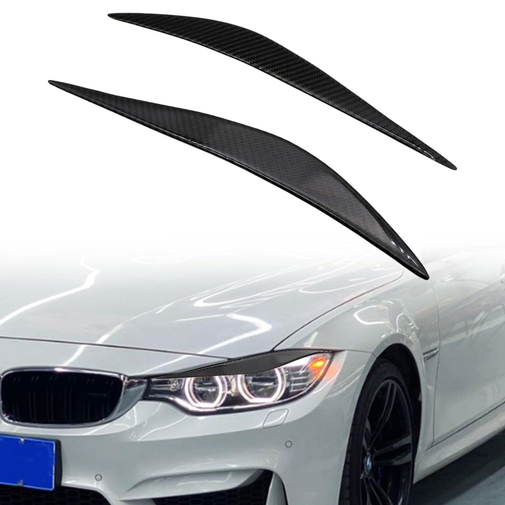 Smoke Tinted Vinyl Headlight Eyelid Overlays For 2014-2020 BMW 4 Series Gran Coupe