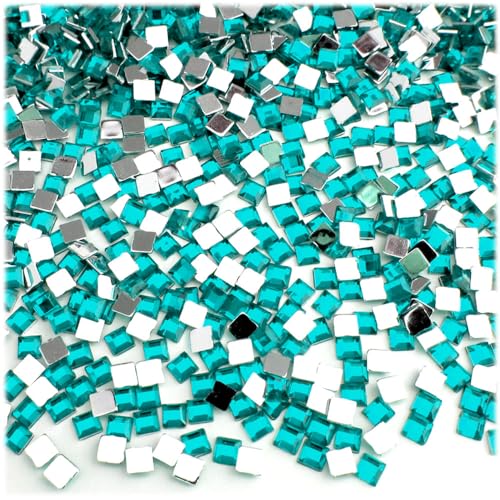 The Crafts Outlet 10,000pc Rhinestones Square 4mm - 16ss Flatback Aqua Blue AQA