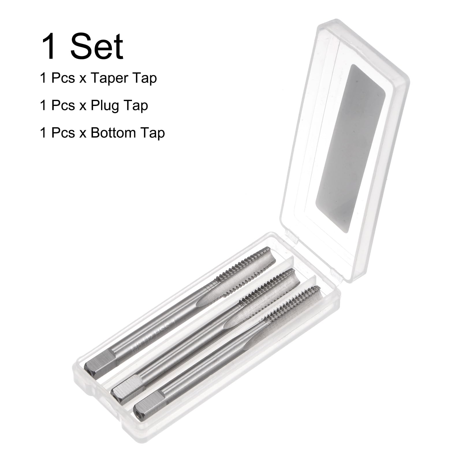 Set di 3 Maschi a Mano metrici, Maschi a Vite Conici/Filettatura Inferiore M8 x 1,25, Kit di Utensili per Filettatura Manuale in Acciaio rapido