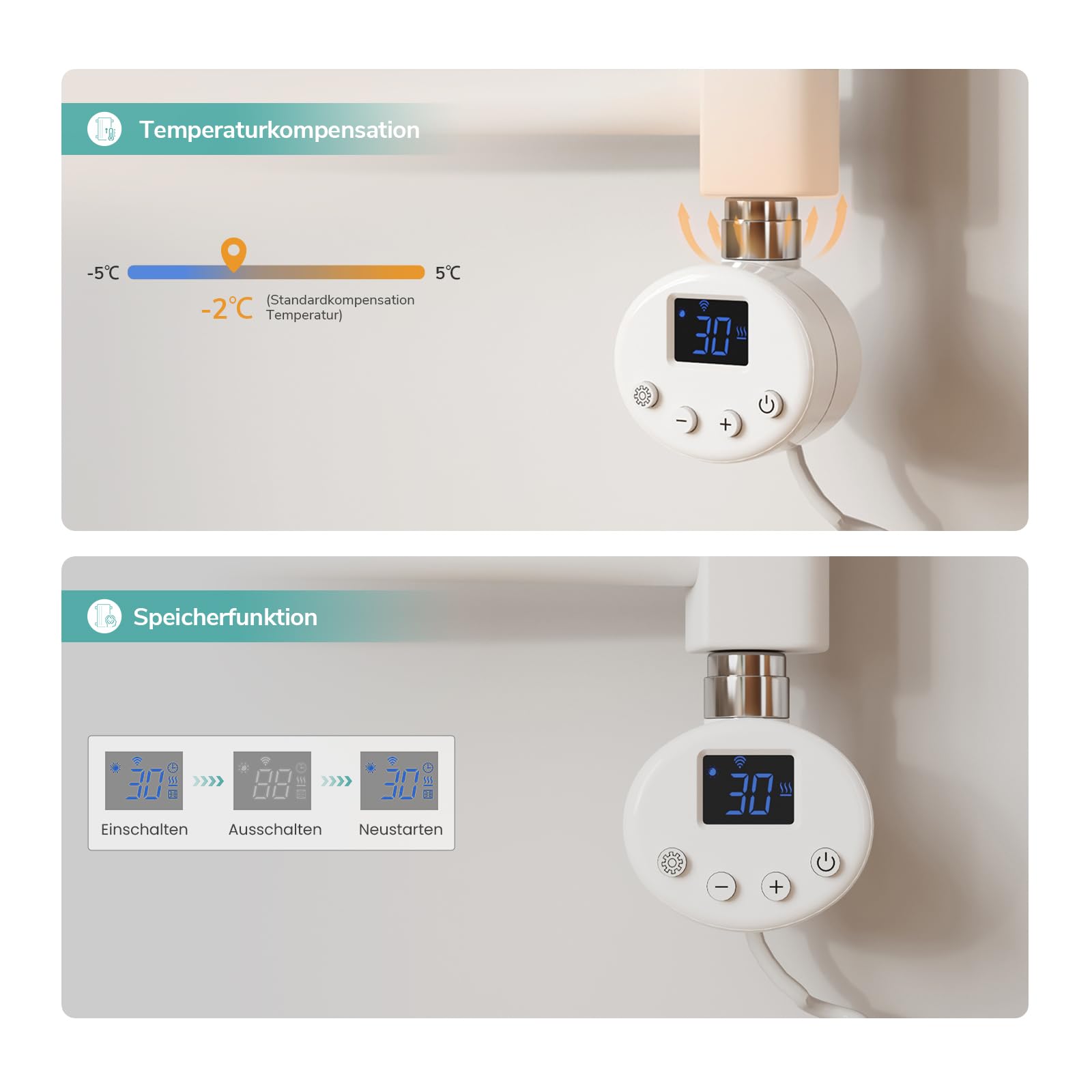 EMKE WiFi Badheizkörper Elektrisch 1200x500 mm Gebogen Handtuchheizkörper 500W Weiß