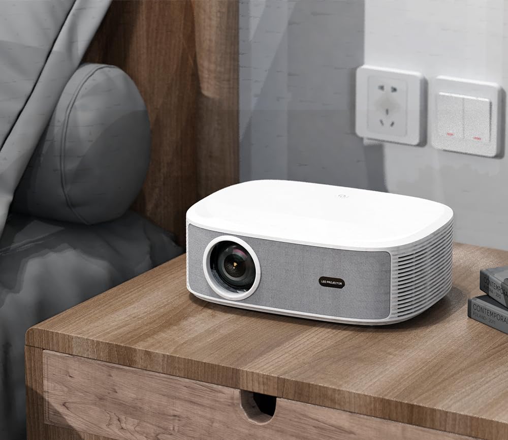 Maxxo Proiettore LED800, 700 ANSI lumen, nativo Full HD 1080P, supporto 4K, 5000:1, autofocus, 5G WiFi, Bluetooth, Dolby Audio, Certificato Netflix, YouTube, Prime Video, Linux (bianco)