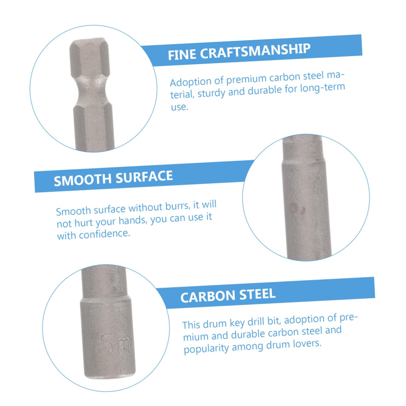 3piezas Llave De De Carbono Para Afinación Kit De Batería Herramienta De Reparación Duradera y Práctica Para Percusionistas y Bateristas
