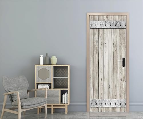 Miniatura 2 de artfanke Calcomanía de puerta con patrón de madera realista 3D para despegar y pegar, murales de puerta de madera retro, papel tapiz autoadhesivo