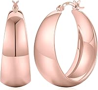 Senteria 12mm Thick Sterling Silver Hoop Earrings for Women - Hypoallergenic 14K Gold Plated Lightweight Chunky Hoops 25/30/40/50mm