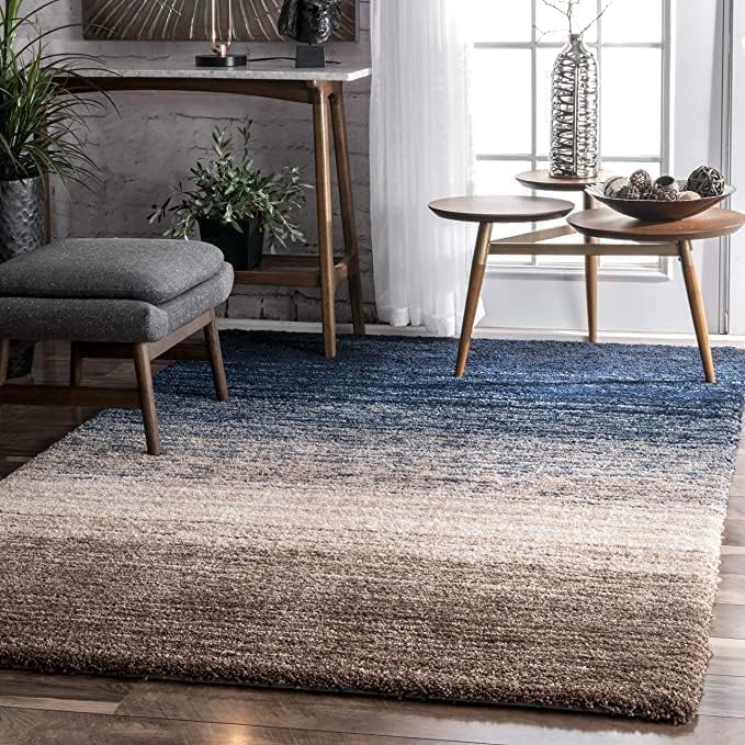 Image of Shaggy Rugs 4 x 6 Feet Soft and Cozy Carpet for Living Room & Hall, Bedroom, and Kids Room Non-Slip, High Pile, Machine Washable, Perfect for Any Room (Smoke)
