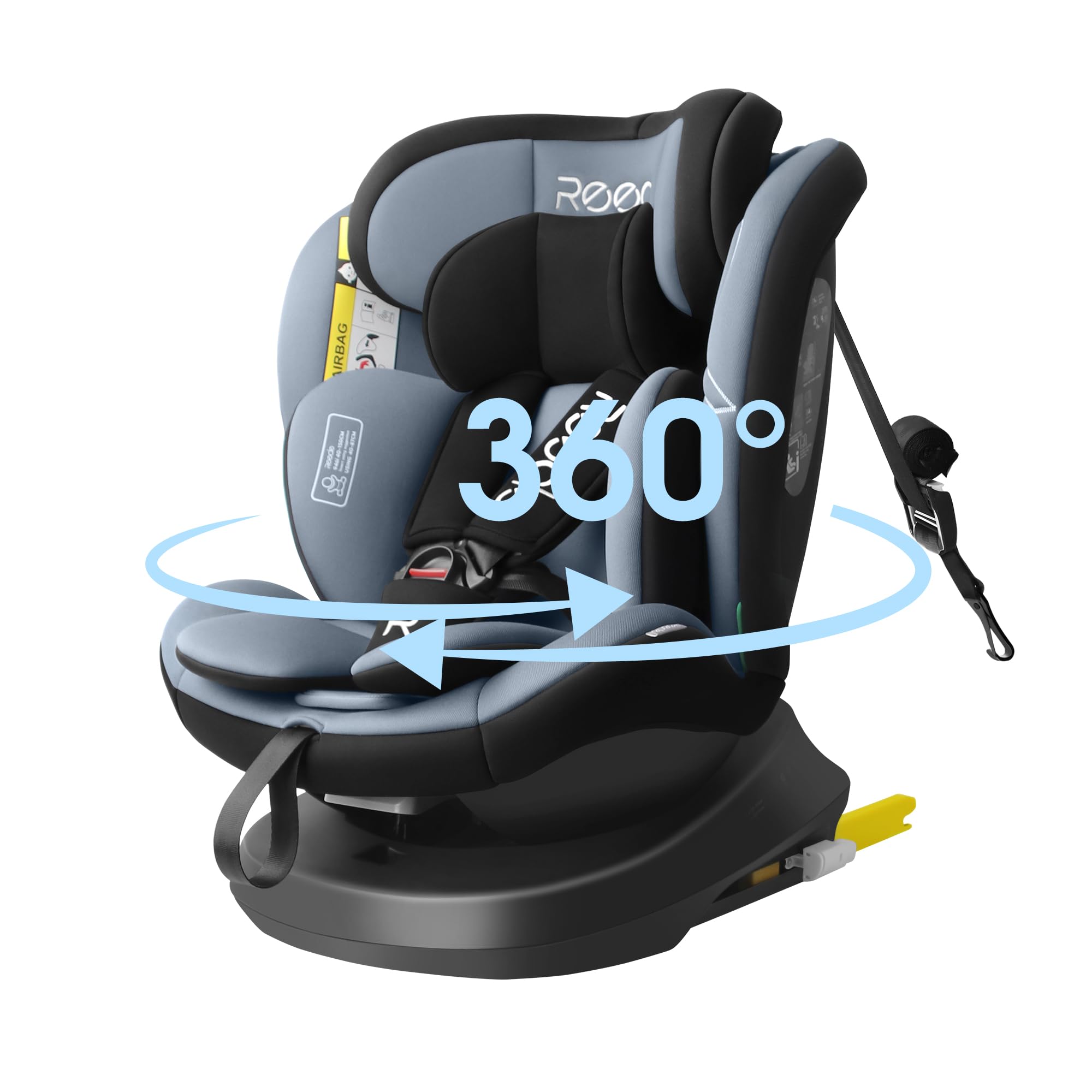Reecle 360 Drehbar i-Size Kindersitz mit ISOFIX 40-150 cm (0-36 kg) ECE R129 (Schwarz)