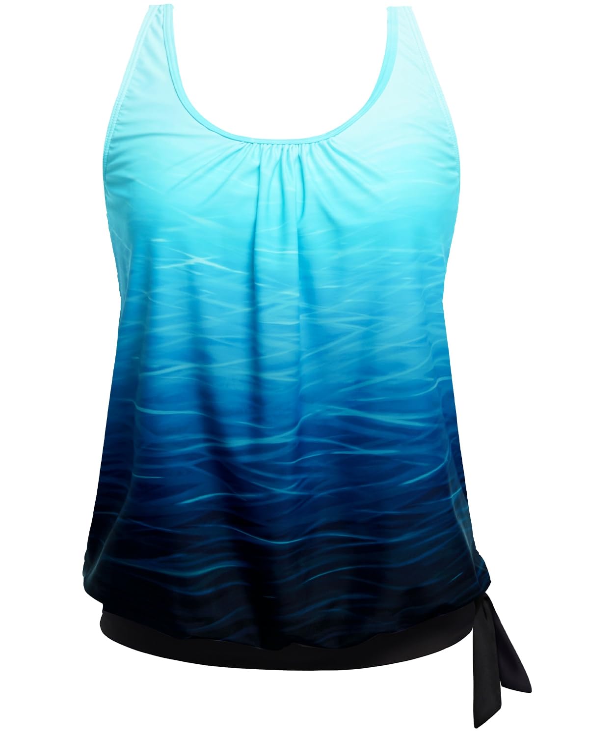 Yonique Womens Blouson Tankini Swim Top Loose Fit Strappy Bathing Suit