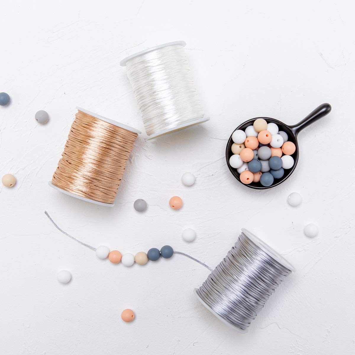Amazon | Mamimami Home サテンナイロンコード DIY 歯固め 1個 白