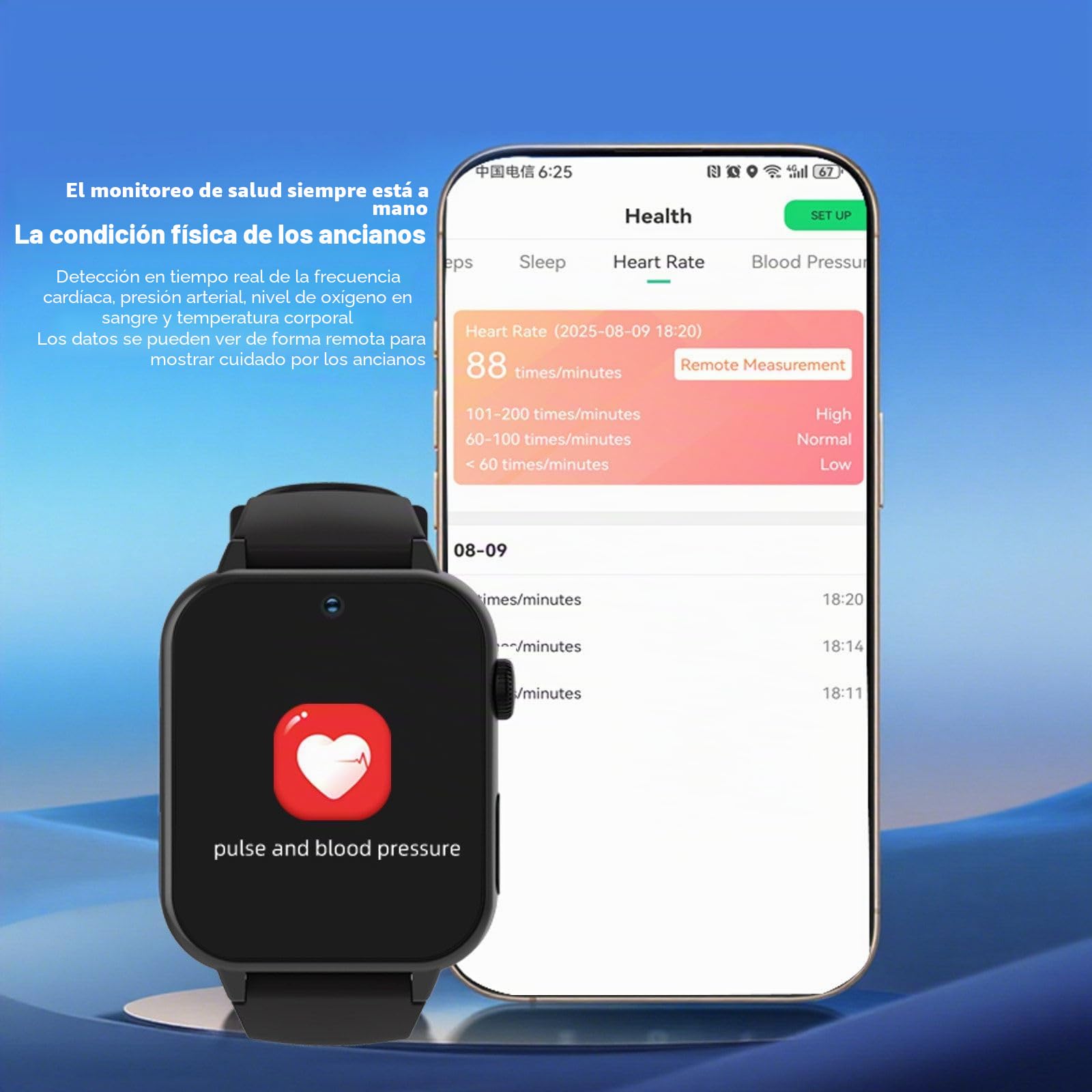 Reloj Localizador GPS Personas Mayores para Personas Mayores con Reloj Inteligente con detección de caídas, localización, vibración y Sonido, recordatorio Dual Black