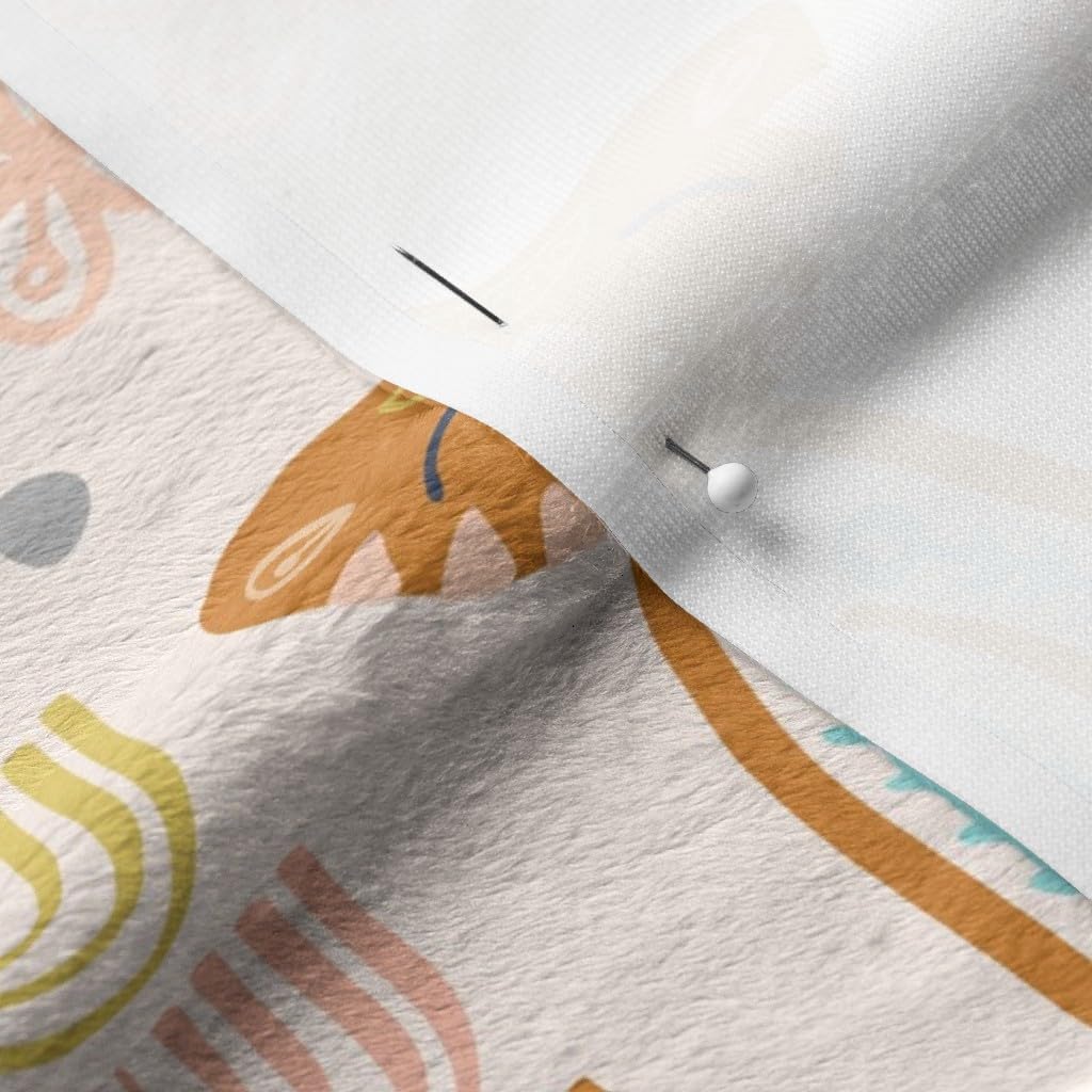 Spoonflower Fabric - Sweet Scandi Cats Florals Blush Copper Pool Blue Navy Stone Printed on Minky Fabric by The Yard - Sewing Baby Blankets Quilt Backing Plush