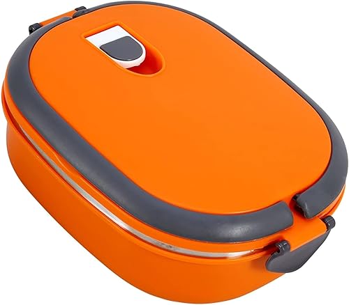 Miniatura 8 de ZJchao Lonchera térmica para comida caliente, caja de almuerzo creativa aislada de acero inoxidable naranja (una sola capa)