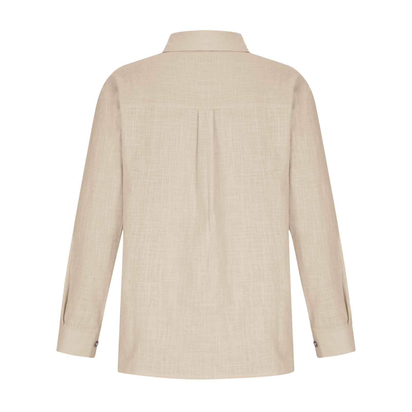 Chemises en gaze de lin pour femme 2026 tendance décontractée à manches longues boutonnées en mousseline d'été solide et ample, tunique en lin et coton pour femme, col léger, fendue sur le côté