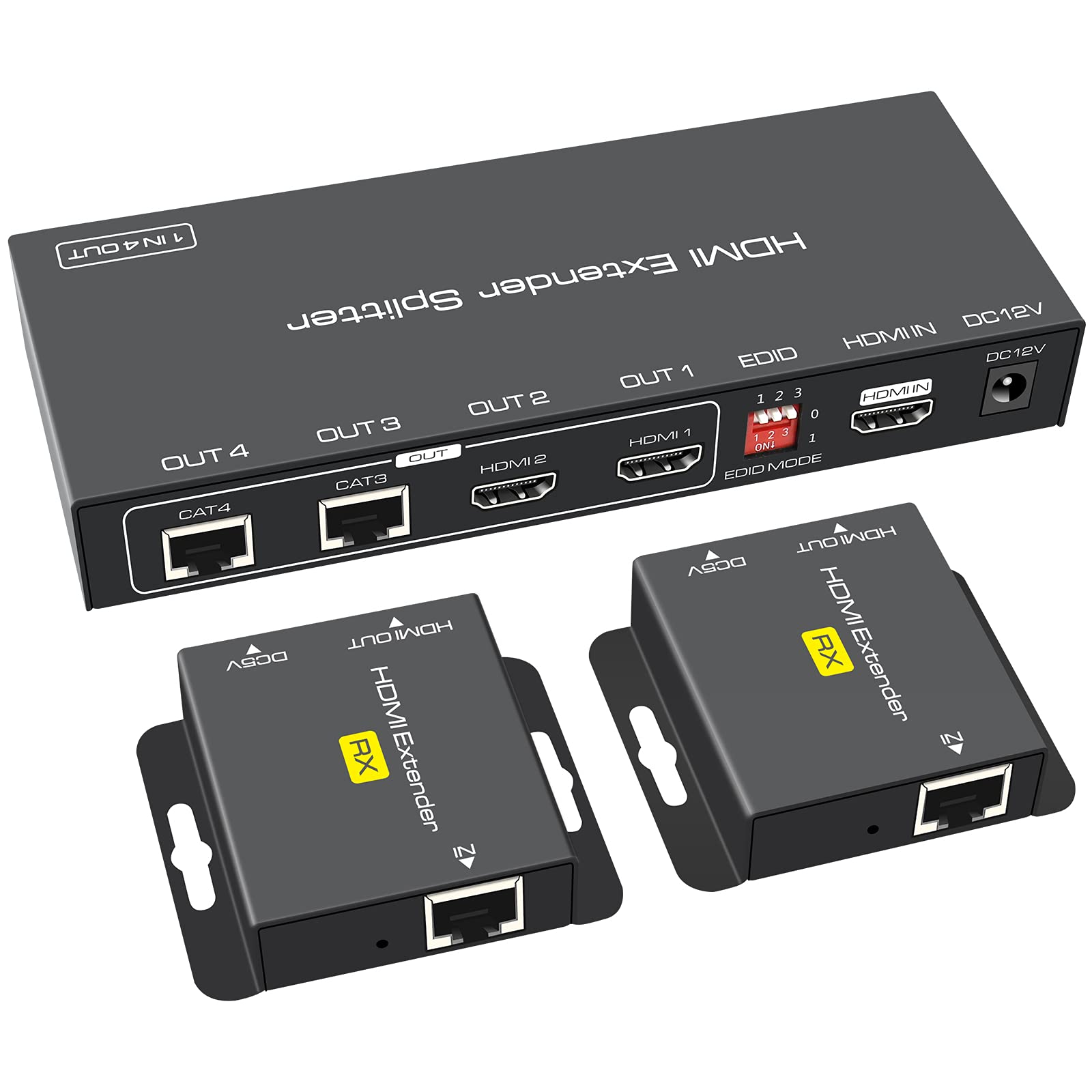 VEDINDUST Répartiteur HDMI 1 entrée 2 sorties 50 m de longueur Transmission sur câble CAT5e 6 7 prend en charge les préréglages EDID 1080p 60 Hz POC