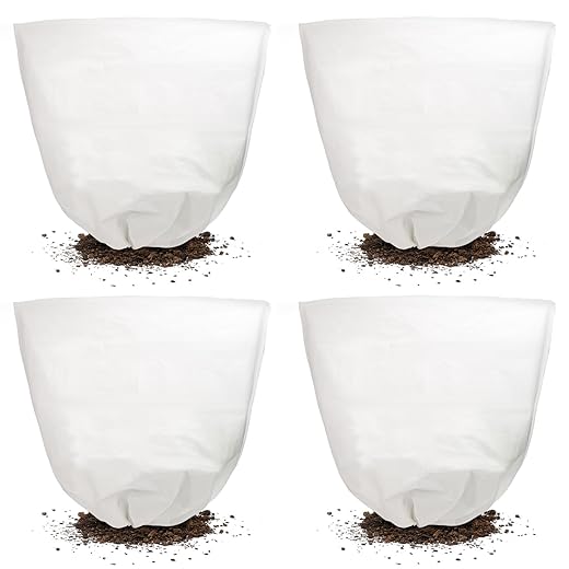 Svepndic 4 PCS Winter Plant Covers Freeze Protection,39X39 Reusable Plant Protector Bag with Drawstring,Winter Plants Jacket Warm Shrubs Cover Blanket Frost Protection for Outdoor Garden Plants