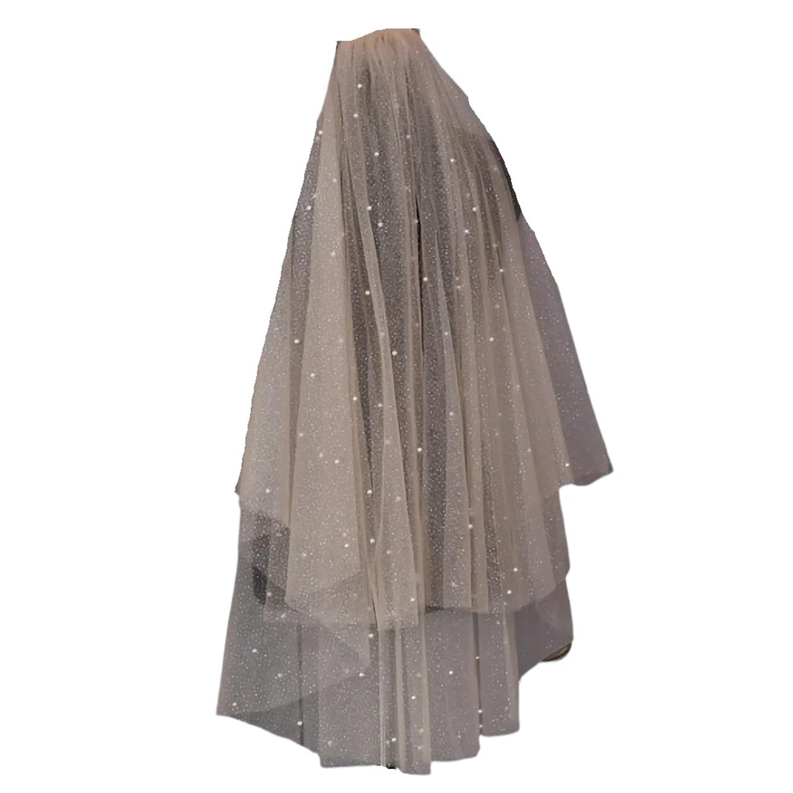 Velo Sposa Velo da Sposa Goccia Veli da Sposa 2 Livelli Perle Morbido Tulle con Perline con Copertura a Pettine Accessori da Sposa for Il Viso for la Sposa(Gold,300cm)