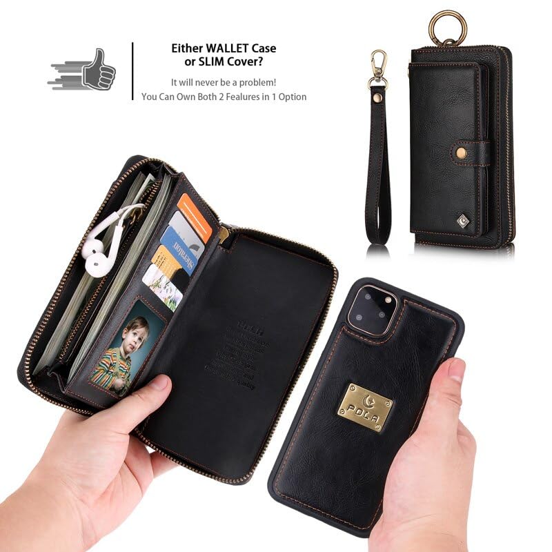 Generic Étui compatible avec iPhone 12/iPhone 12 Pro (6,1 pouces (couleur : marron) étui en cuir multi-portefeuille à rabat magnétique