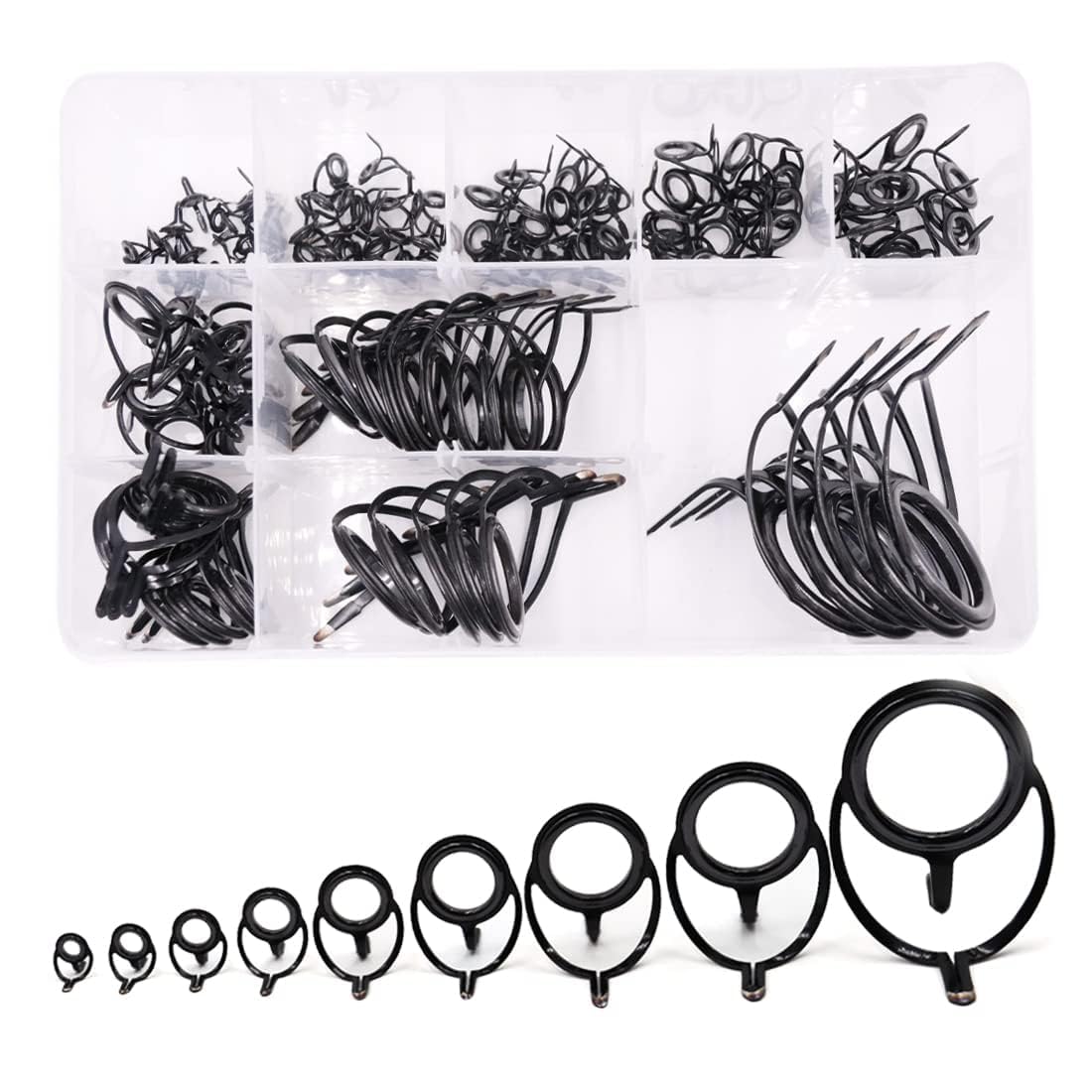 9KM DWLIFE Fishing Rod Accessories Eyes Repair Kit with Ceramic Ring Anti-tangle Stainless Steel Sea Fishing Pole Tackle for Black Bass, Trout, Saltwater Freshwater Fishing 50pcs/100pcs/120pcs