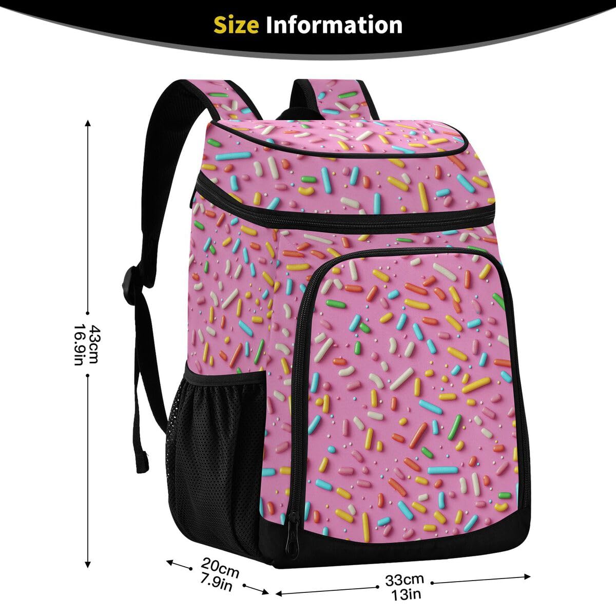 Pink Icecream Cooler Backpack Leakproof Insulated Lunch Cooler Bag 30 Cans Camping Backpacks for Beach Camping Hiking