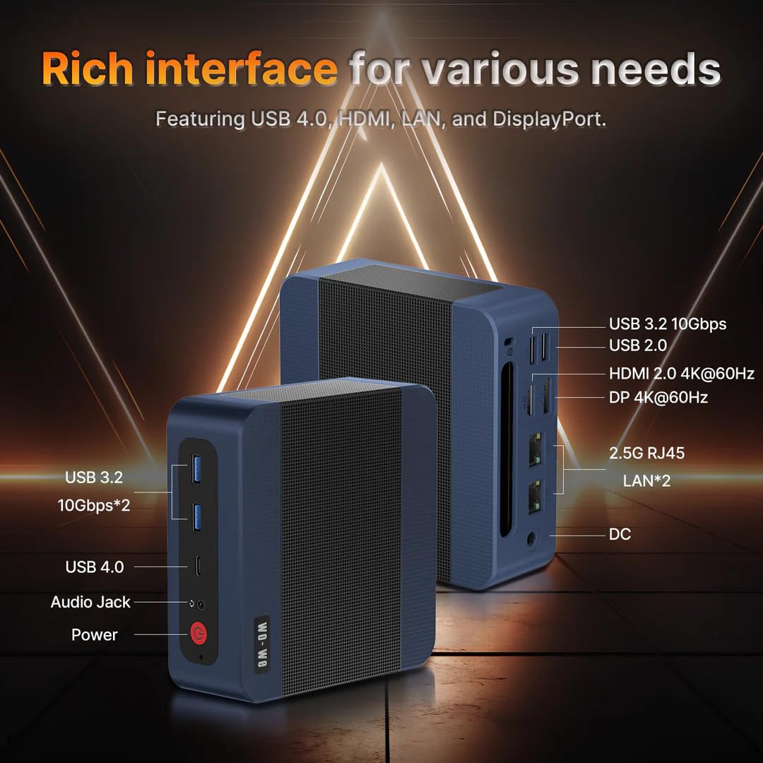 Wo We P8 Ryzen 5 7640HS (>Ultra 9 288V), NO RAM, NO SSD, 1.2lb Barebone Light Mini Gaming PC w/NO OS, Radeon 760M iGPU, Triple 4K Display via HDMI/DP/Type-C, 2.5Gb RJ45 & WiFi 6E (by_wo-we) - 5