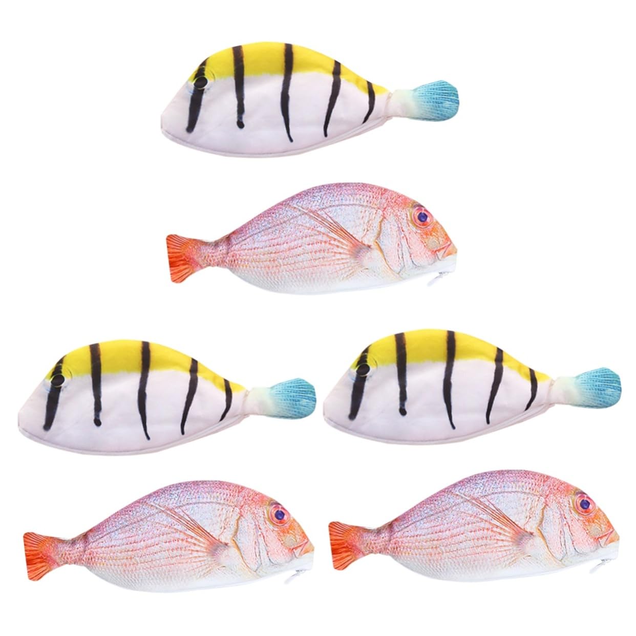 EXCEART 6pezzi Borsa Astuccio Multifunzionale Forma Di Pesce Per Scuola e Cancelleria Portapenne Porta Monete e Trucchi Materiale Resistente e Lavabile
