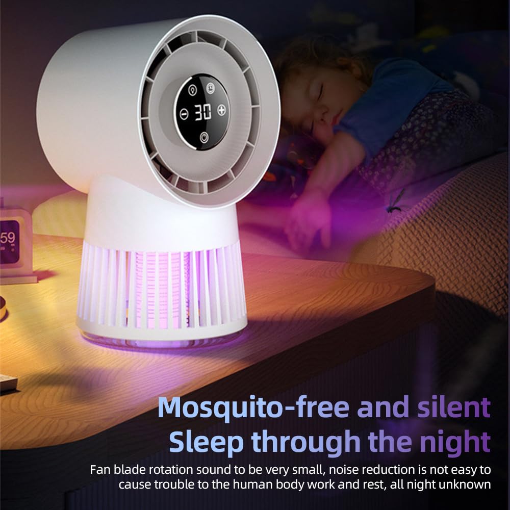 Dispositivo Antizanzare Ricaricabile Silenzioso per Camera e Patio | Senza Pale, Luce UV 365-395nm, ABS Resistente, 20 Velocità, 8 Ore, Portatile, Gria Protetta, Senza Sostanze Chimiche