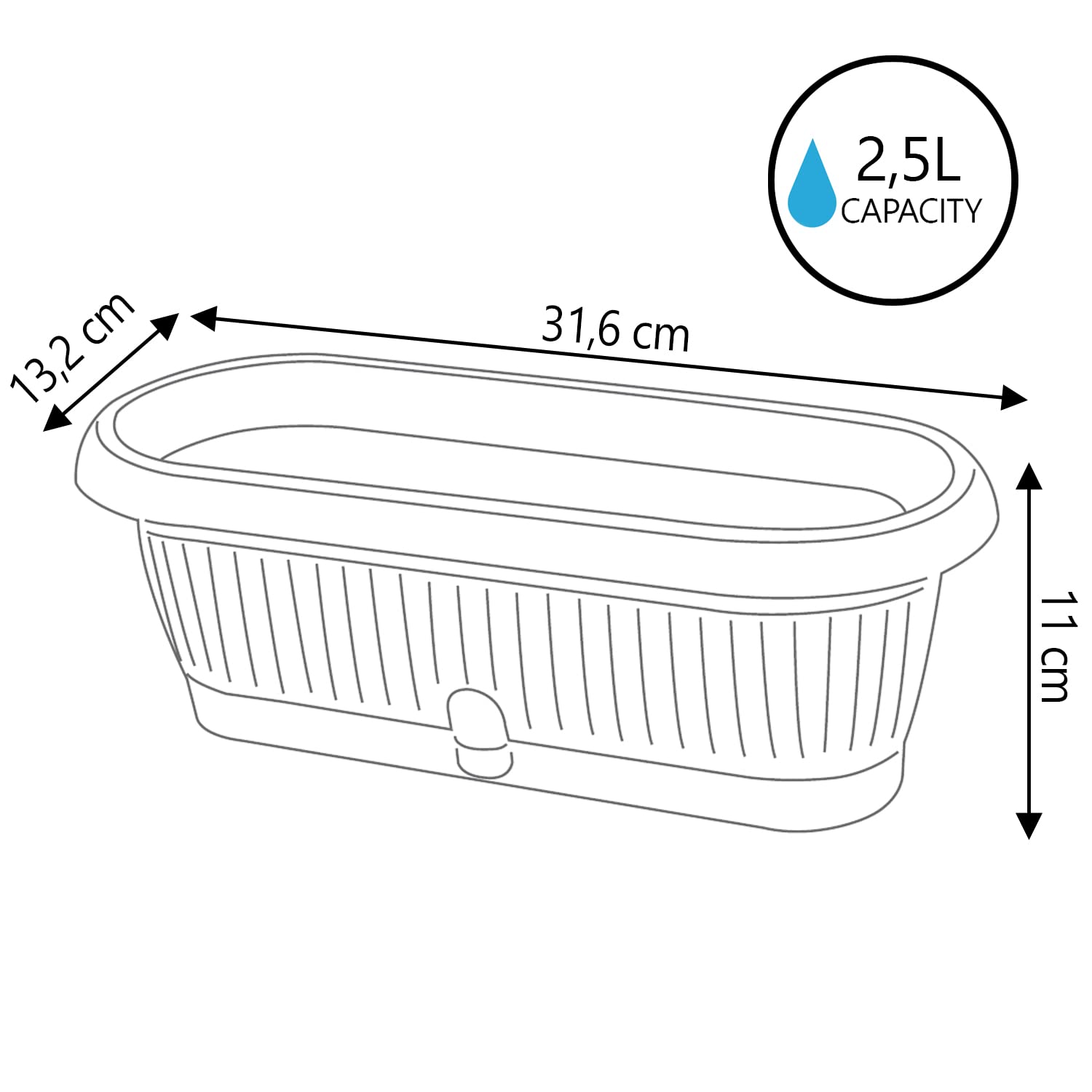 Vaso Per Fiori Piante Ovale Terra DCK Decorativo In Plastica Alto 10 Cm Da Interno Esterno 26,5x12 Cm Terracotta Design Classico 2 Litri