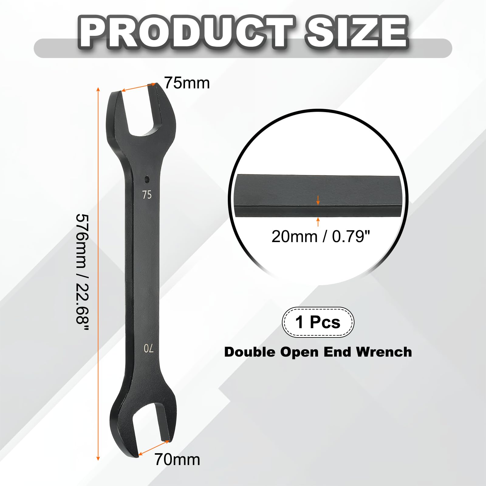 QUARKZMAN Chiave Doppia Aperta 70mm x 75mm Misura Metrica Standard Nero