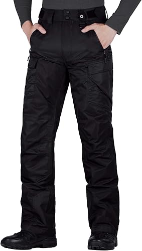 FREE SOLDIER - Pantalones impermeables para hombre, con aislamiento de nieve, bolsillos con cierre de cremallera, para esquí, snowboarding, invierno