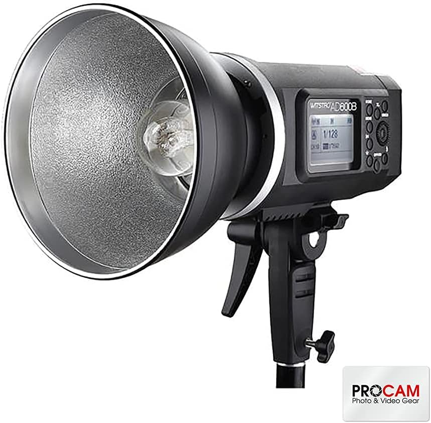 Godox AD600B flash unit with bare bulb and control panel