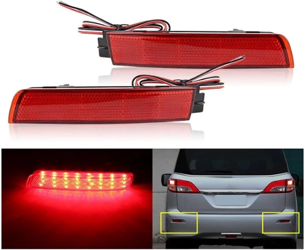 Car Rear Bumper Tail Brake Light Reflector Light Red Lens Compatible With Nissan Juke/Murano
