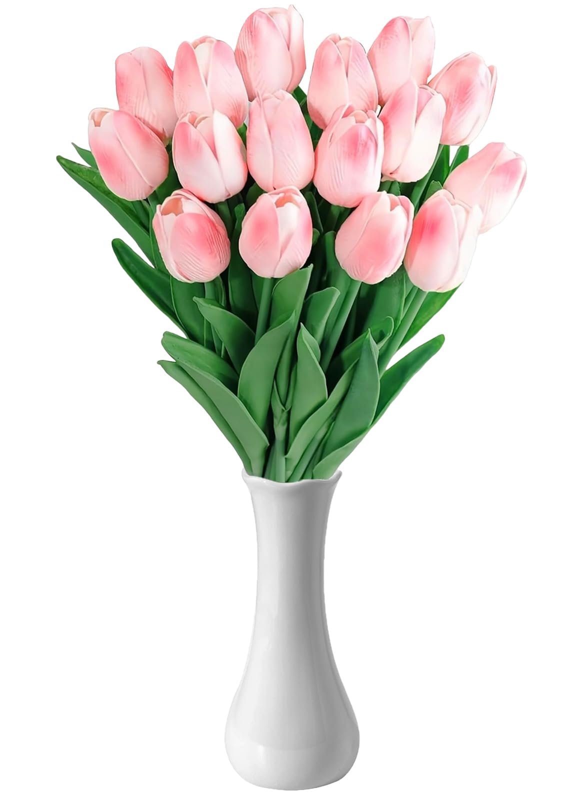 ZPPLD 15 Tulipanes Artificiales con JarróN,TulipáN Artificial,Tulipanes con Toque Real,Flor Falsa,Flores Artificiales LáTex Tacto Real, Ramos Boda para DecoracióN Bodas, Hogar Y JardíN