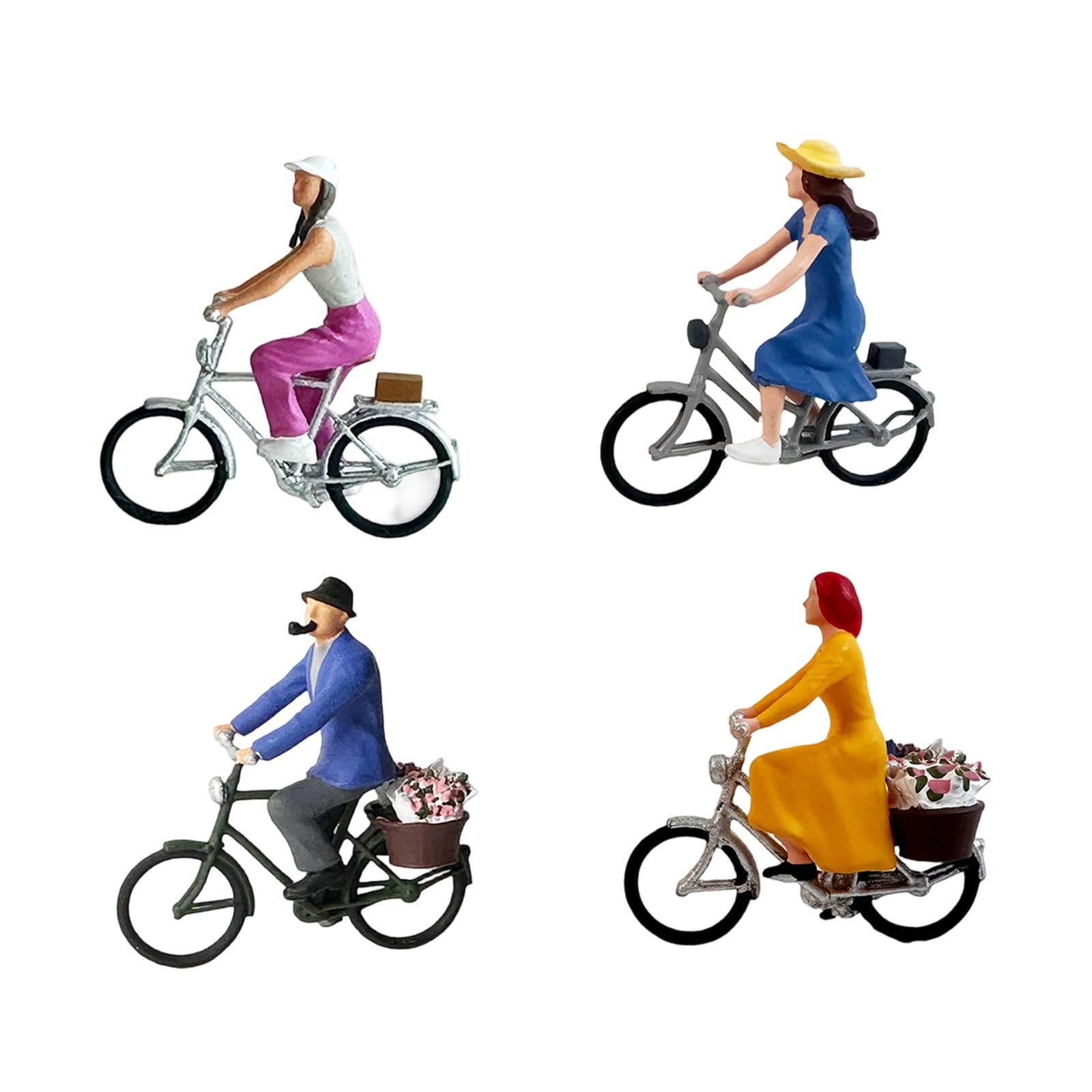 Set di 4 Figure di Ciclisti in 1:87 per Diorami da Giardino delle Fate.