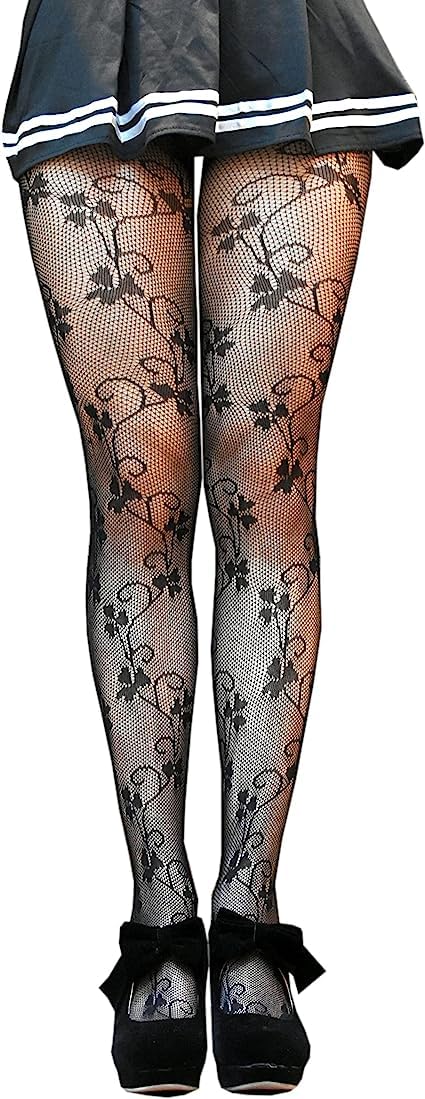 Women's Snake Patterned Tights Fishnet Floral Pantyhose High Waist Stockings-image-39