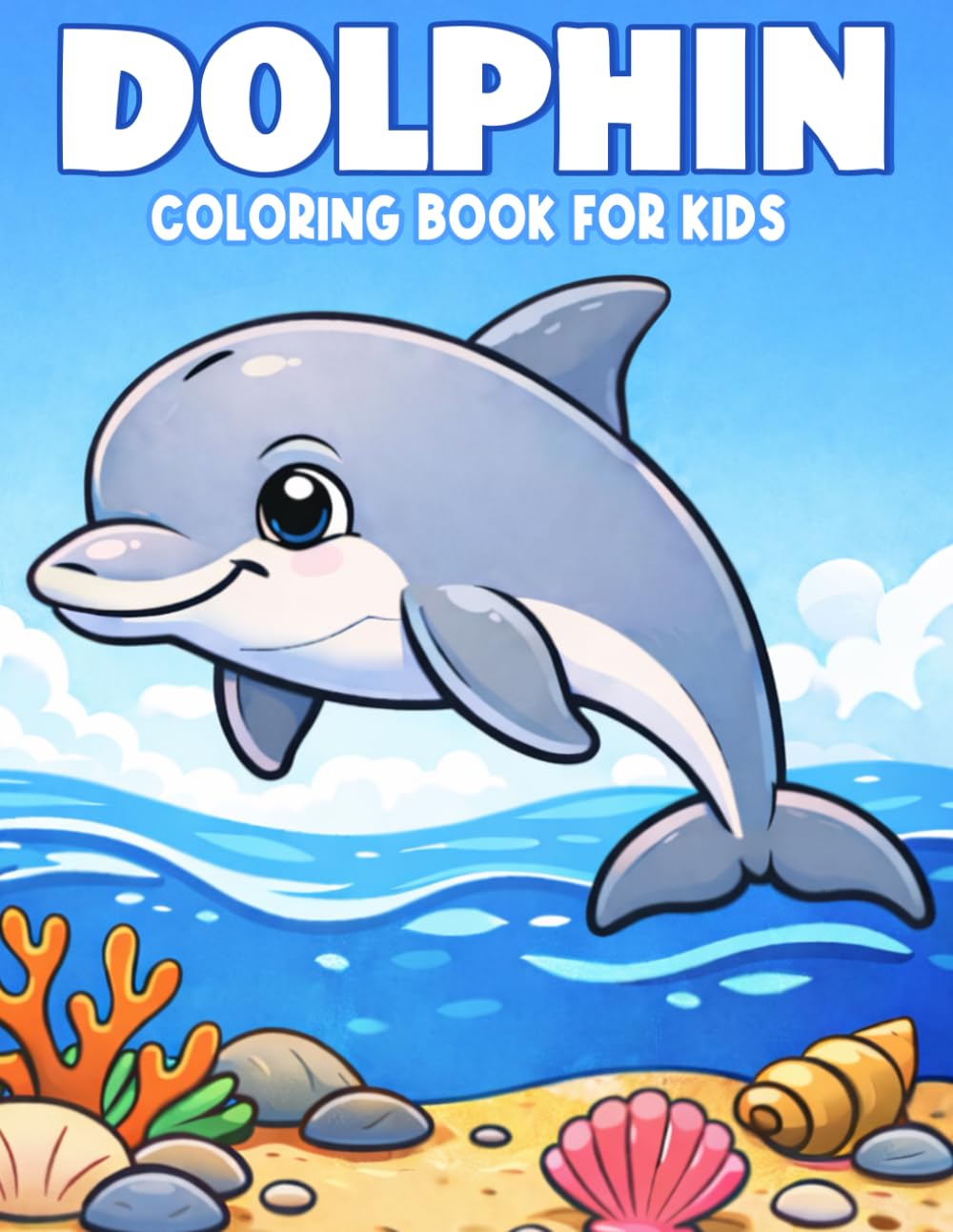 Dolphin Coloring Book for Kids: Big, Bold and Easy Dolphin with Underwater Scenes to Color