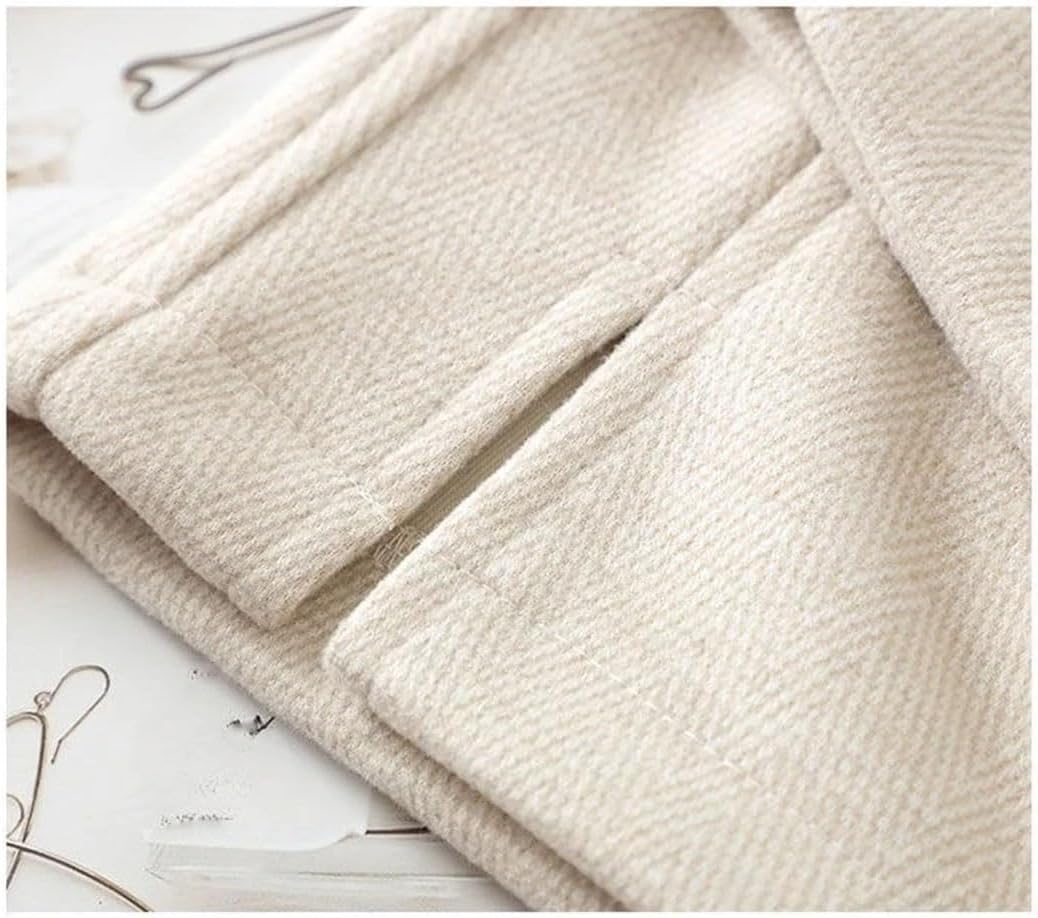 Women's Wool Pants Winter Merino Wool Wide Leg Pants Thick Soft Striped Casual Style Cashmere Trousers