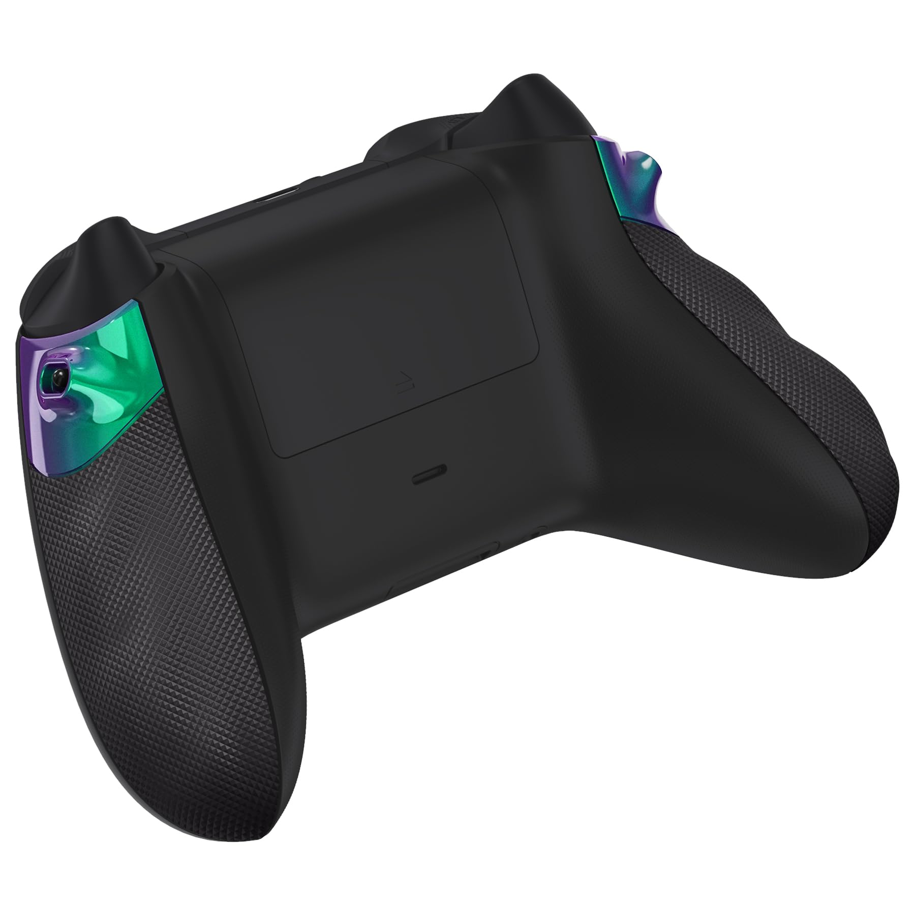 eXtremeRate Flexor Gumowane uchwyty szyn bocznych, zestaw zatrzymania spustu do kontrolera Xbox Series X/S, ergonomiczne, do kontrolera Xbox Core, teksturowane, kameleon, zielony, fioletowy