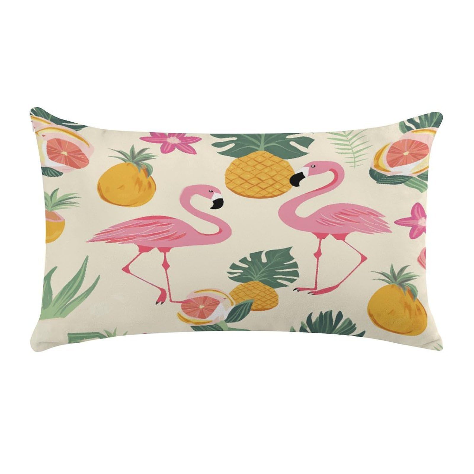 Flamingos and Pineapples Pillow Cover Super Soft Pillowcase Luxury Cozy Fuzzy Velvet Pillow Shams Breathable Standard Pillow Cases with Zipper Wrinkle-Free Pillow Cover 12 "×20 "