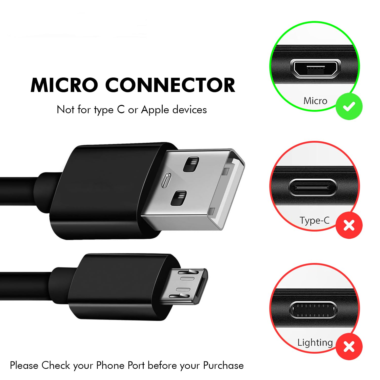 Cavo micro USB da 4,6 m, cavo di ricarica e trasferimento dati Android, compatibile con Kindle Fire HD, 6 7 8 10 (1-8a generazione), tablet Kindle Paperwhite, altoparlanti Bluetooth, cuffie (4,6 m)