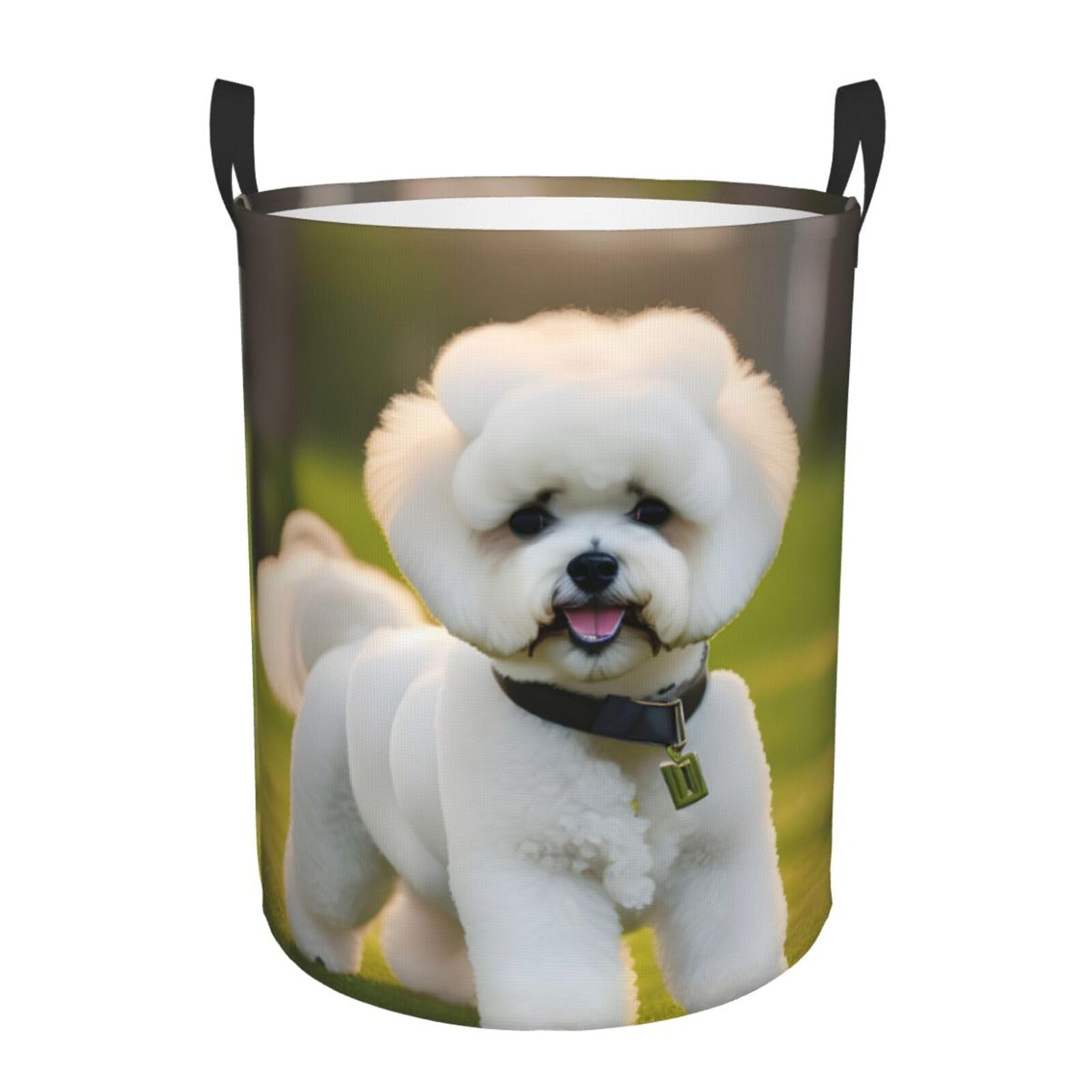 Panier à linge rond imperméable imprimé chien pour décorer une chambre d'enfant ou une buanderie