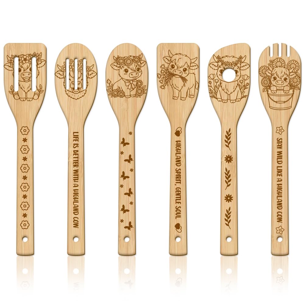 Juego de 6 cucharas de madera GLOBLELAND, el regalo divertido perfecto para amantes de la cocina