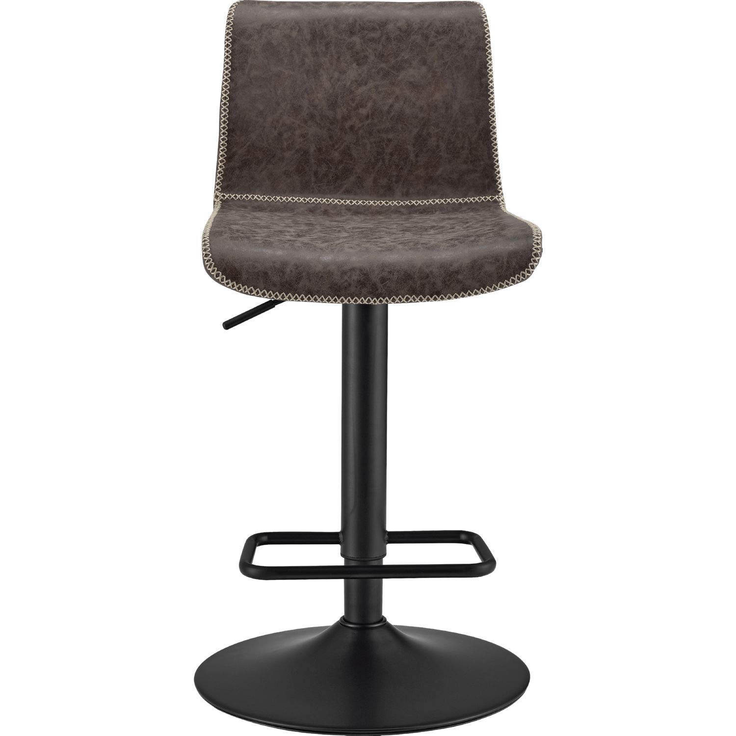 New Pacific DirectJayden PU Leather Low Back Gaslift Bar, Set of 2 Bar & Counter Stools, Vintage Coffee Brown