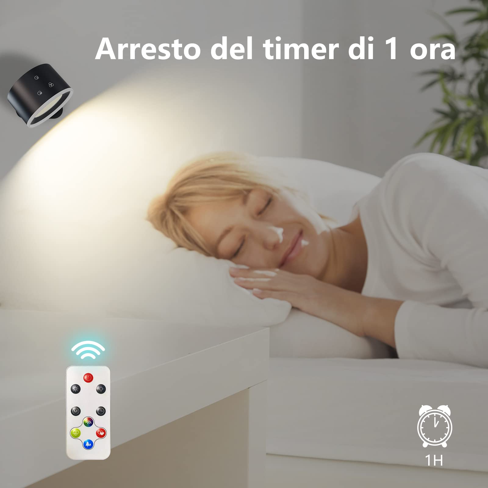 Lampada da parete, Lampada Led con Telecomando Illuminazione Ambientale RGB Dimmerabile con Batteria Ricaricabile, Funzione Timer di 1 Ora Illuminazione A Parete Touch Control 360° Ruotabile Su e Giù