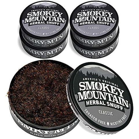 Smokey Mountain Herbal Long Cut – Classic – 5 Can Box - Tobacco Free and Nicotine Free Snuff Cover