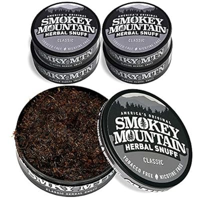 Smokey Mountain Herbal Long Cut Classic 5 Can Box - Tobacco Free and Nicotine Free Snuff