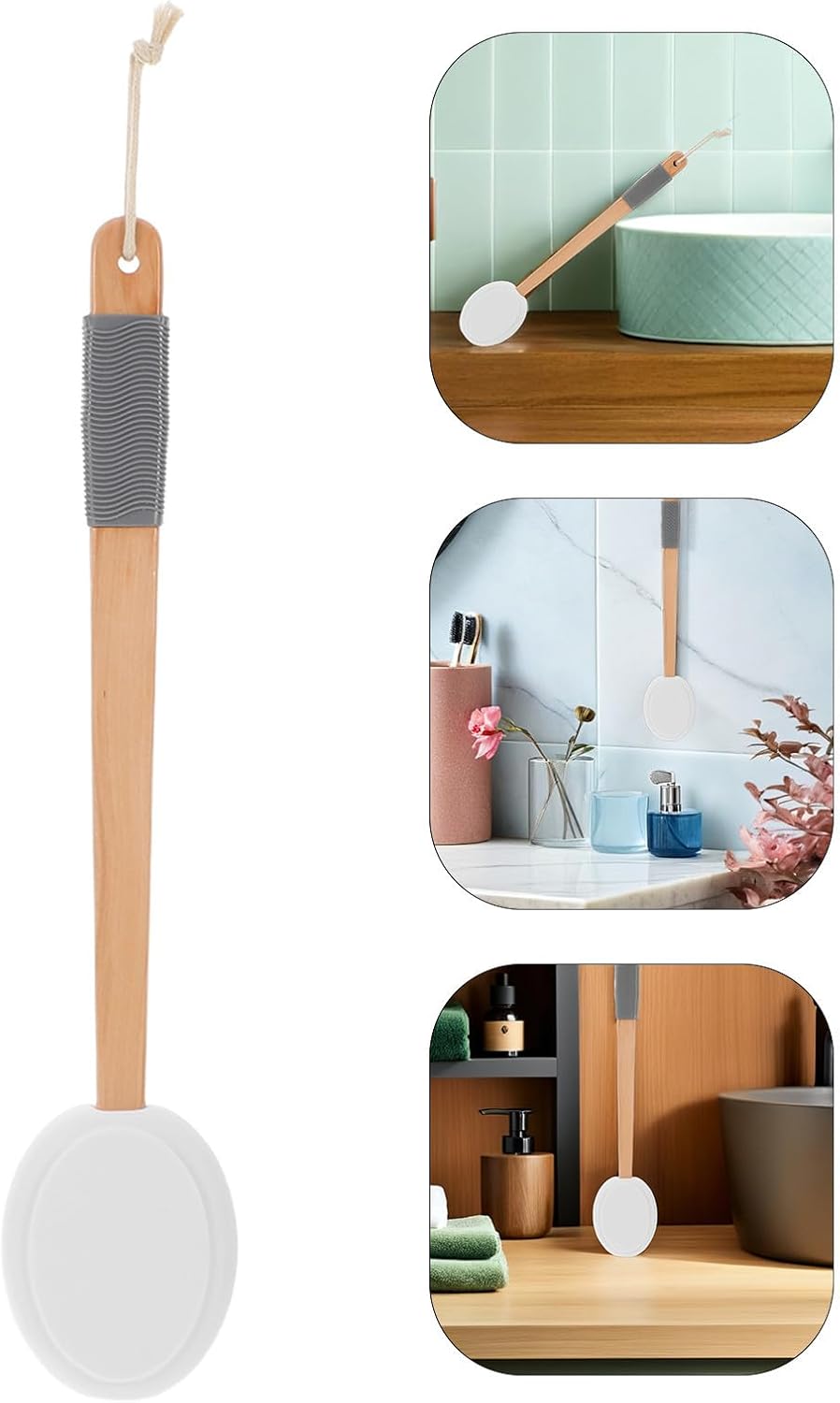 GALPADA Back Lotion Applicator for Seniors with Long Handle, Wood and Eva Material, Full Back Coverage, Easy Cleaning, for Body Care Routine and Travel Use