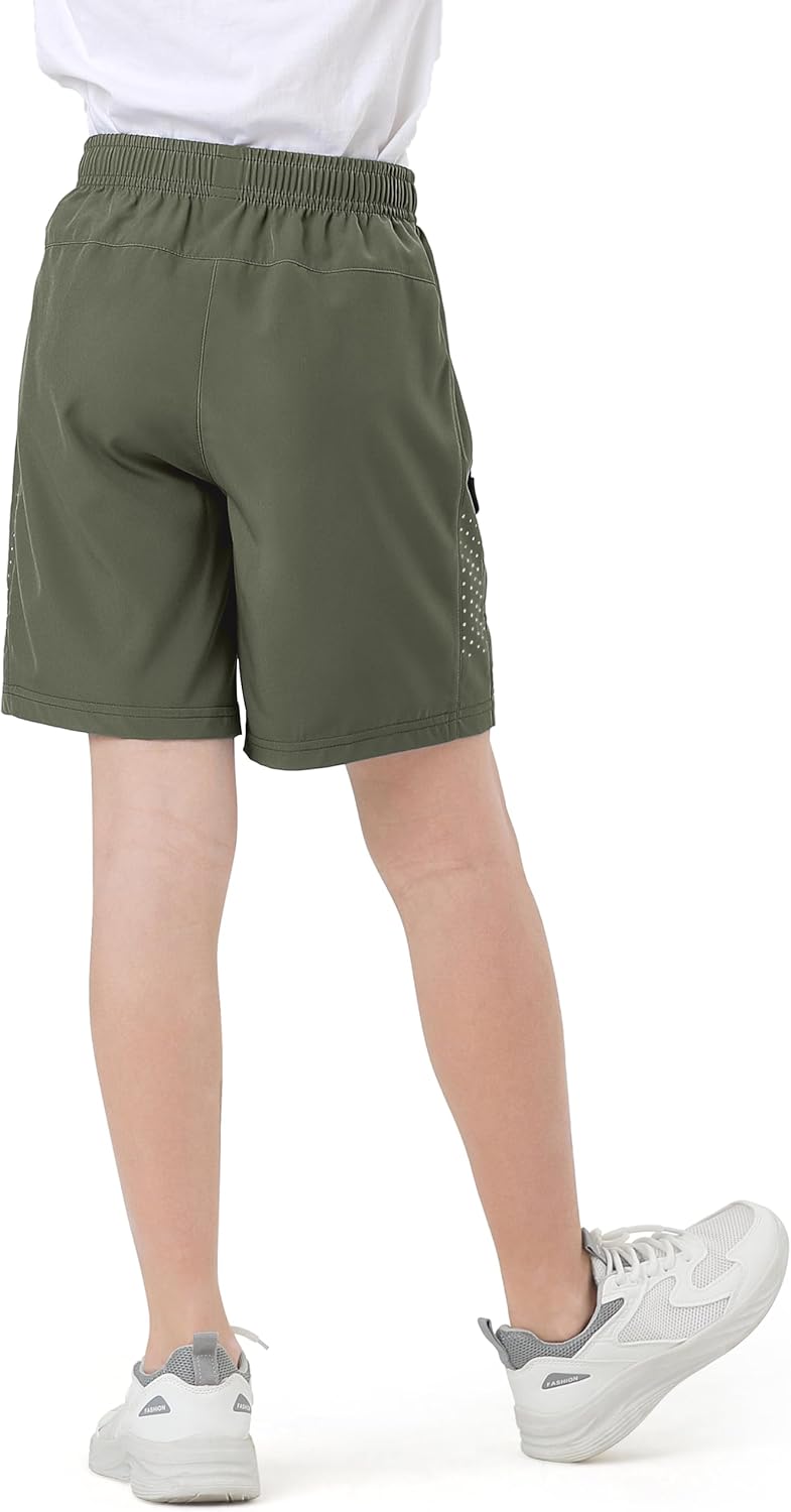 Youth Kids Athletic Shorts Quick Dry Lightweight Breathable Comfy Zipper Running Soccer Size 5-16 Outdoor Active Gym Workout - Image 3