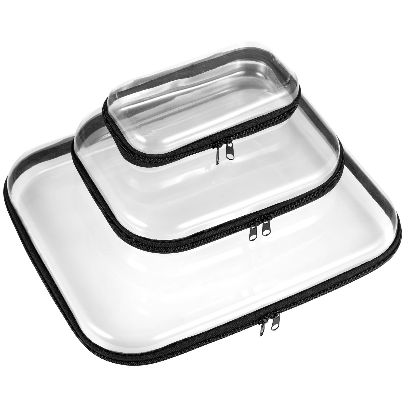 Set di custodie rigide trasparenti con cerniera, 3 misure, impermeabili e organizer per snack, giocattoli e cosmetici