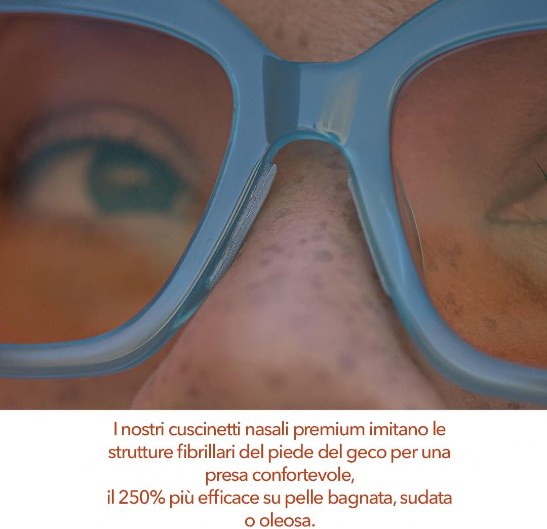 Setex Gecko Grip Naselli Antiscivolo per Occhiali (5 paia trasparenti) - Ultra-Sottile 0,6mm - Fibre Microstrutturate - Presa Ultra Forte e Adesivo Ultra Morbido - 0,6 x 7 x 16mm